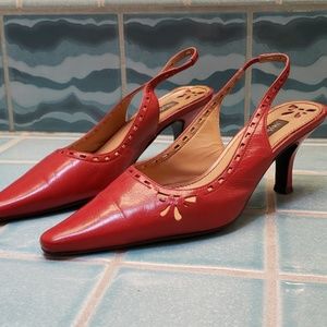 Style & Co. Red Leather cut-out slingback